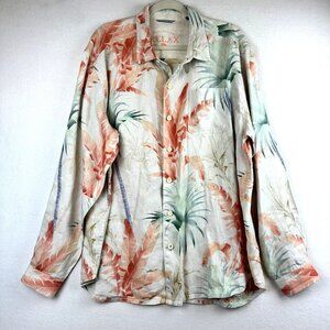 Tommy Bahama Linen Shirt Mens XL Tropical Button Up Coastal Resort Beachwear